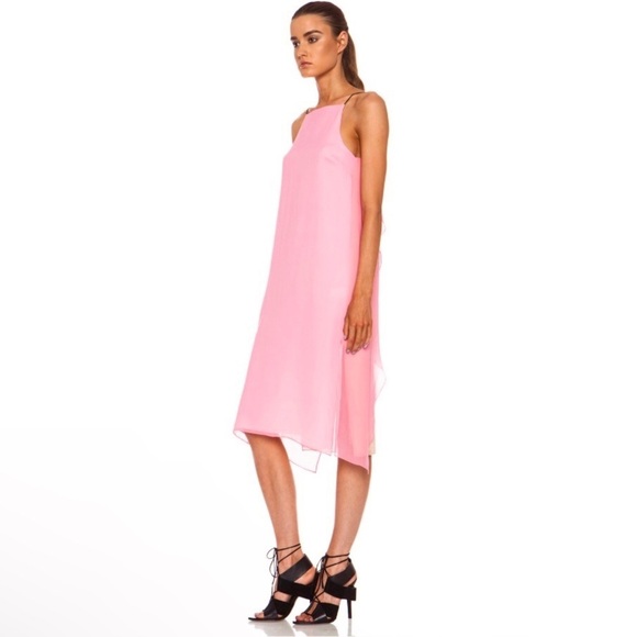 Rag & Bone Cubana Dress Silk Georgette Sleeveless Midi Carnation Pink 0 XS - Picture 3 of 16